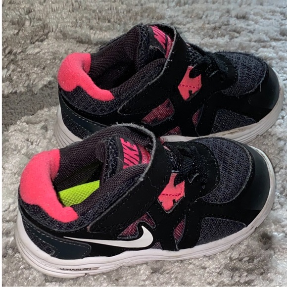 Nike lunarglide 3 Shoes Black/White/Pink Girls Size 5c - Picture 2 of 5